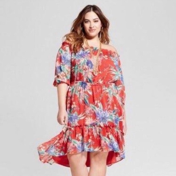Ava & Liv Floral Off Shoulder Dress Size 1X - Picture 1 of 10